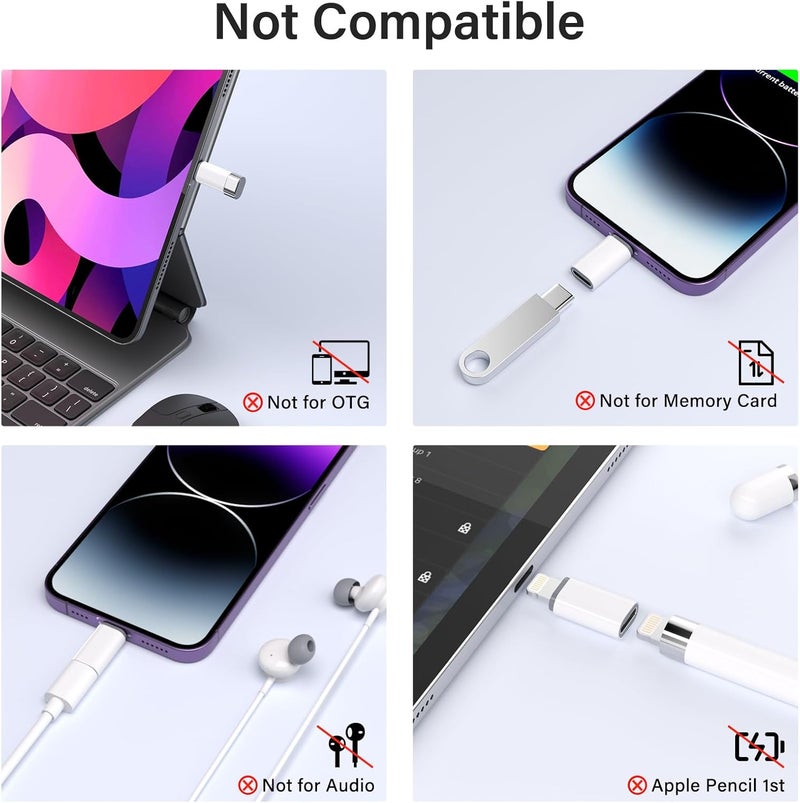 Thousover USB C Type C to Lightning Adapter MFi Certified 4 Pack 27W Fast Charging Support Data Sync,Lightning to USB Type C Cable Adapter for iPhone/iPad/for Airpods,with Anti-Lost Loop,Not for Audio/OTG - Image 5